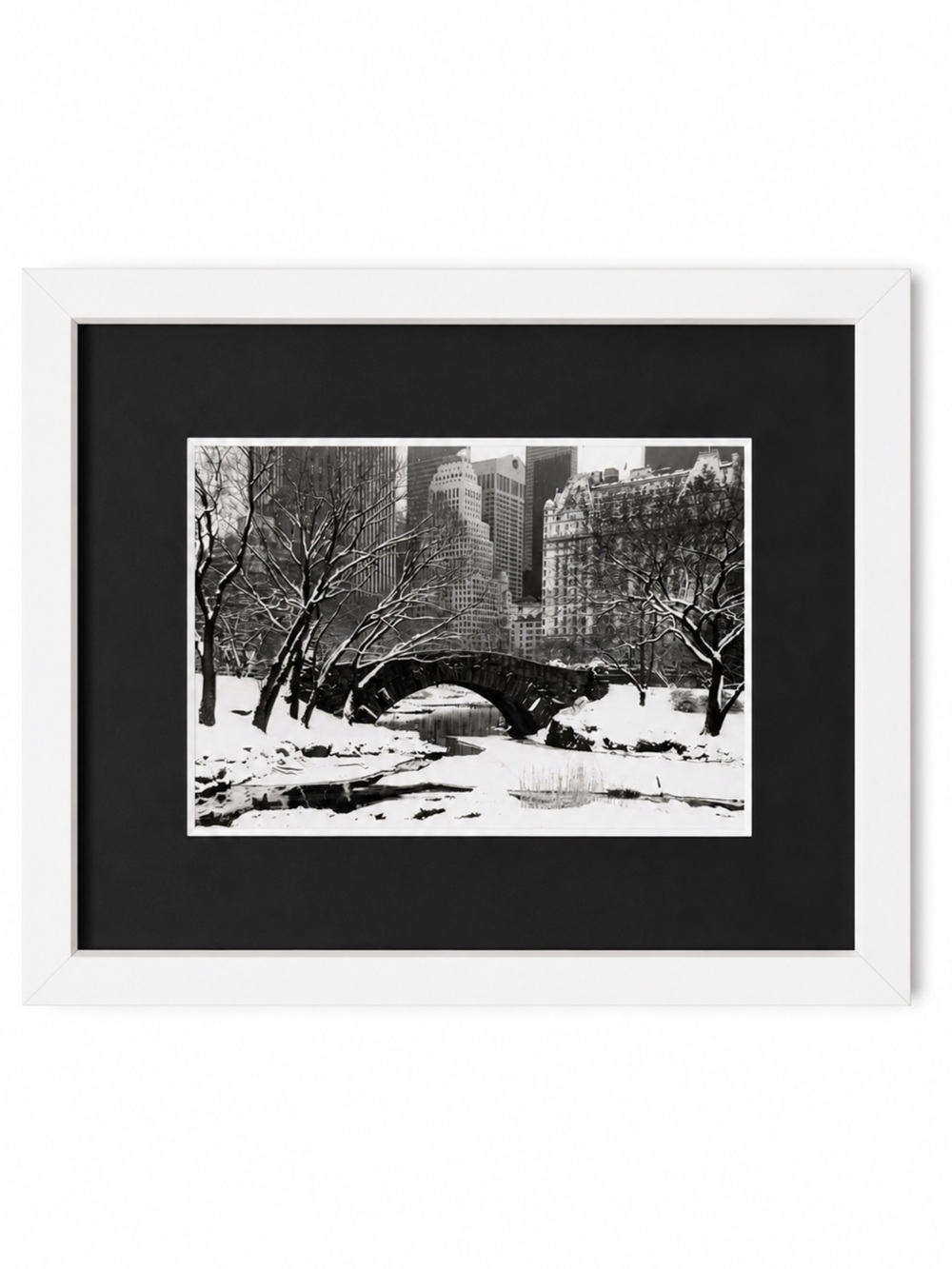 Framed Photo Central Park NY bridge winter snow black white - Picture 6 of 6